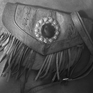 1970's leather fringe purse
